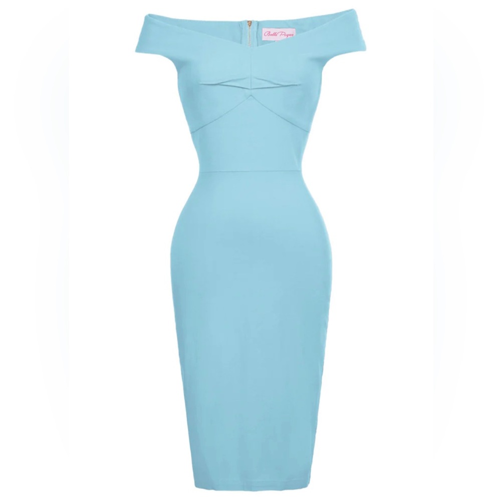 Belle poque 1950s Vintage Off  Shoulder Hips-Wrapped Bodycon Pencil Dress pinup